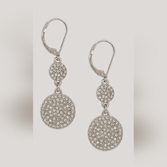 2/$15 NEW EXPRESS Dangle Pave Double Disc Earrings - Picture 2 of 6